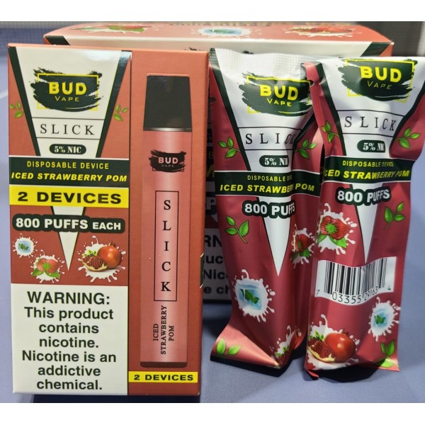 Bud Vape Slick [2 pack] - 1600 puffs - Iced Strawberry Pomegranate