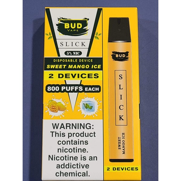 Bud Vape Slick [2 pack] - 1600 puffs - Sweet Mango Ice