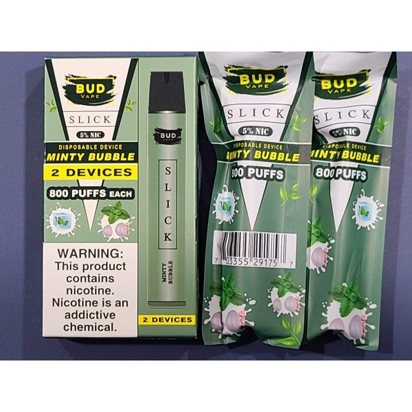 Bud Vape Slick [2 pack] - 1600 puffs - Minty Bubble