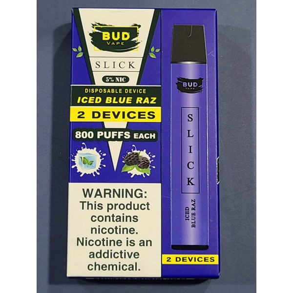 Bud Vape Slick [2 pack] - 1600 puffs - Iced Blue Raz