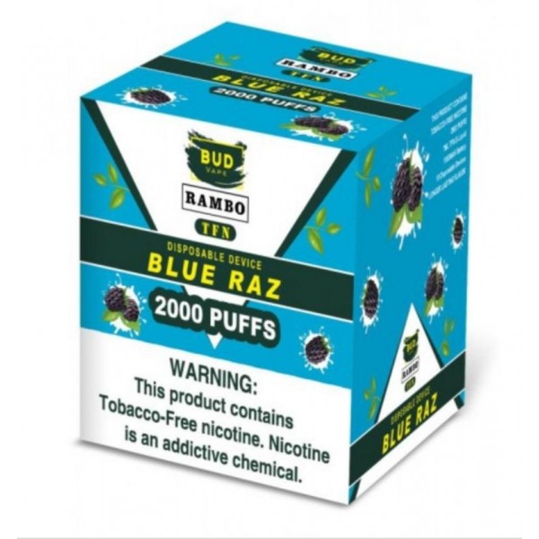 Bud Vape RAMBO Blue Raz 2000 puffs