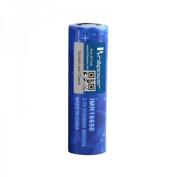 Brillipower 18650 50A 3100mAh High Drain Battery (Blue Brillipower)