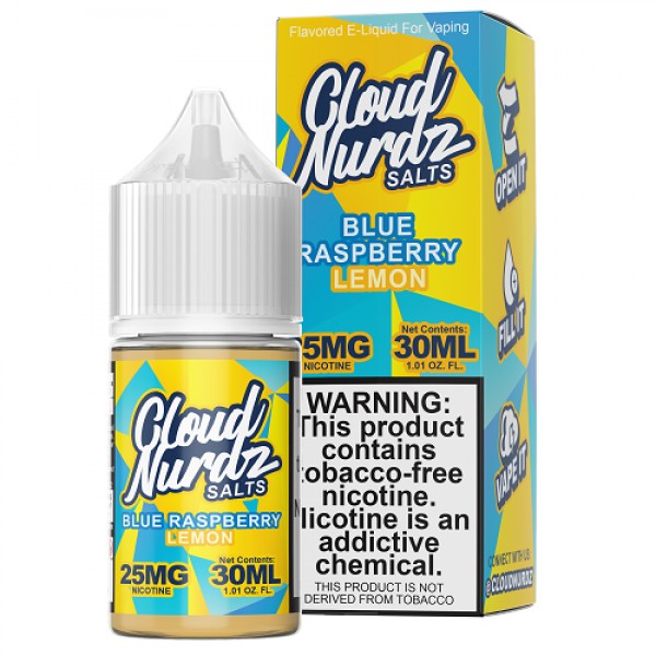 Cloud Nurdz Synthetic Nicotine Blue Raspberry Lemon 30ml Nic Salt Vape Juice